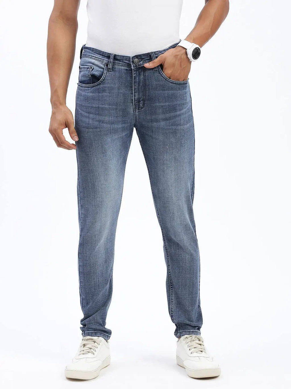 Men's Blue Tapered Fit Jeans