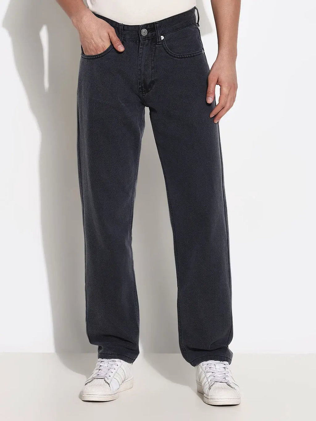 Men's Grey Straight Fit Jeans