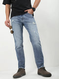 Men's Blue Solid Straight Fit Jeans