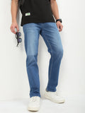 Men's Blue Solid Straight Fit Jeans