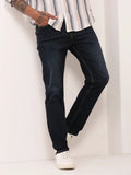 Men's Navy Blue Comfort Straight Fit Low-Rise Acid Wash Jeans