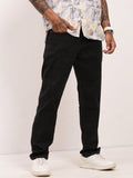 Men's Charcoal Solid Straight Fit Jeans