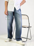 Men's Blue Faded Wash Straight Fit Jeans