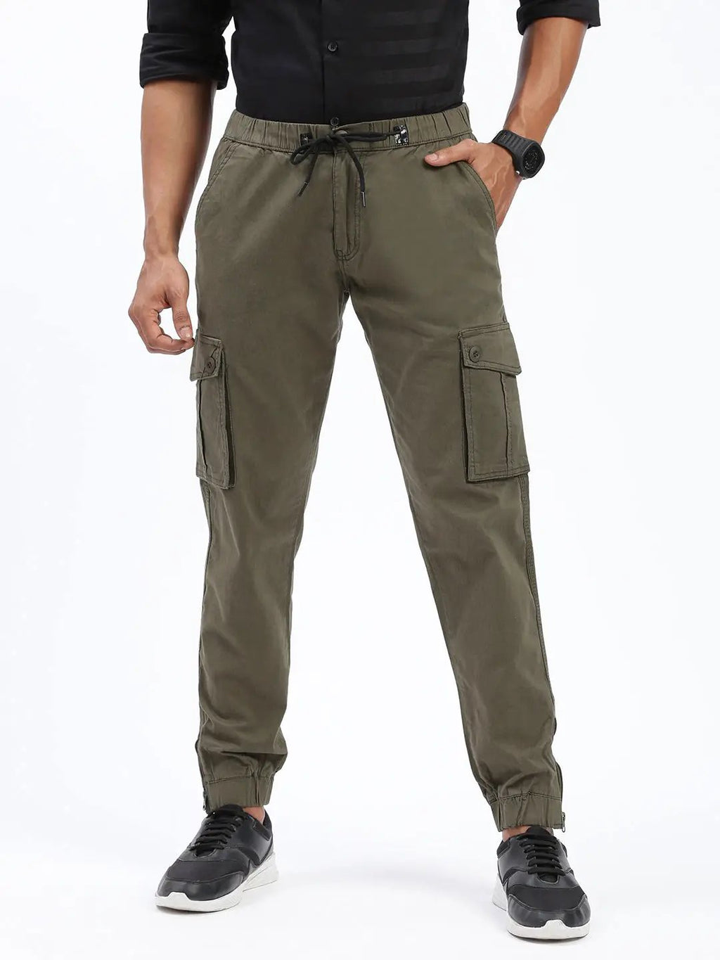 Men's Solid Green Joggers