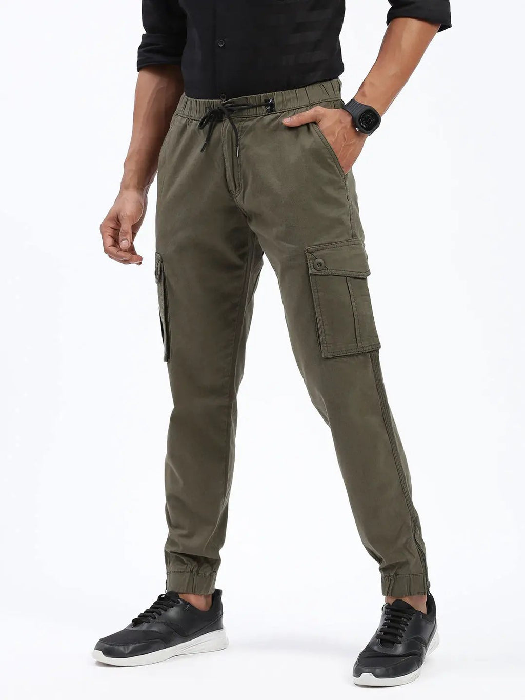 Men's Solid Green Joggers