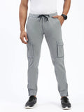 Men's Grey Comfort Slim Fit Cotton Joggers Trousers