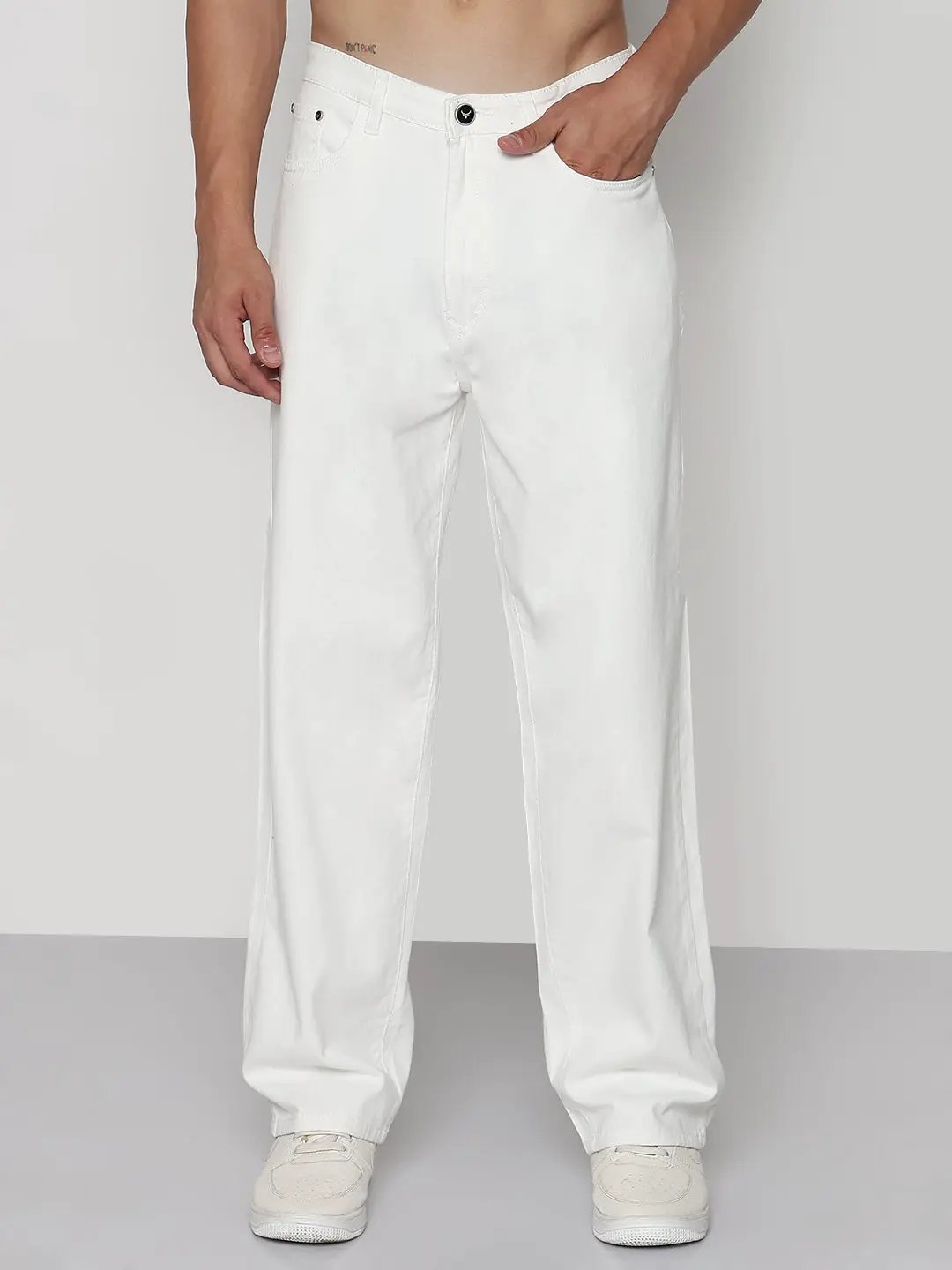 Men's White Baggy Fit Jeans