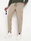 Men's Beige Solid Cargo Joggers