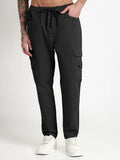 Men's Black Slim Fit Joggers with Side Pocket