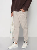Men's Beige Straight Fit Joggers