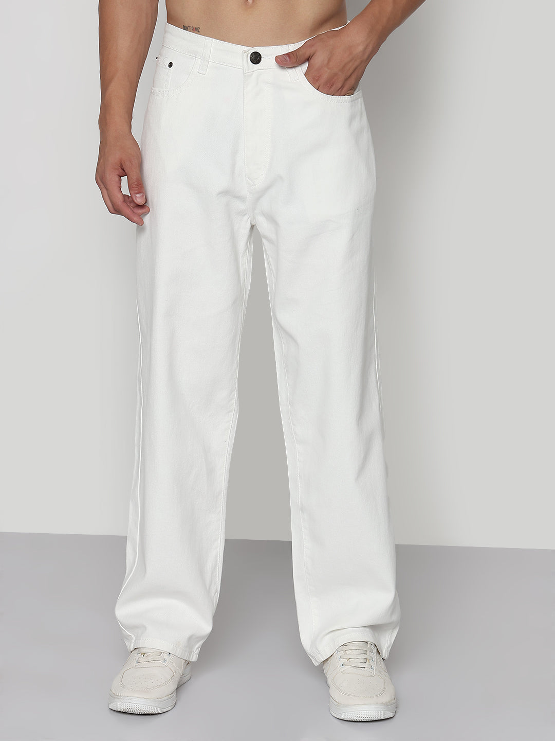 Men's White Relaxed Fit Jeans