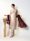 Women's Solid Ethnic Cream Straight Kurta Set with Dupatta