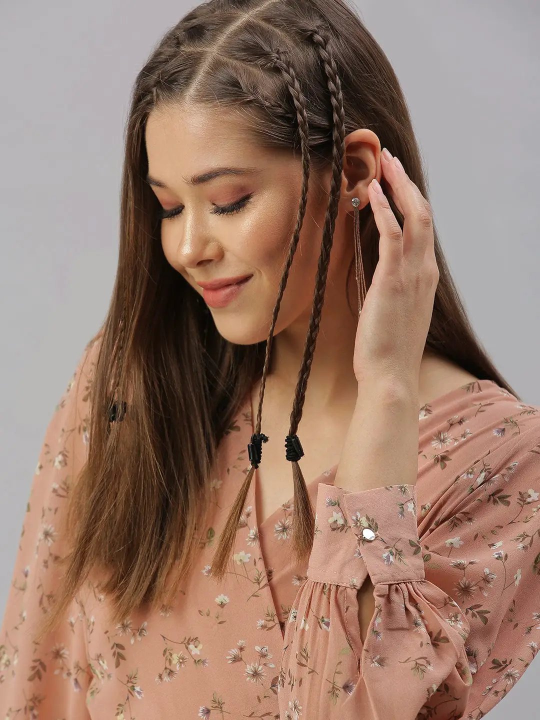 Women's V-Neck Printed Nude Co-Ords Set