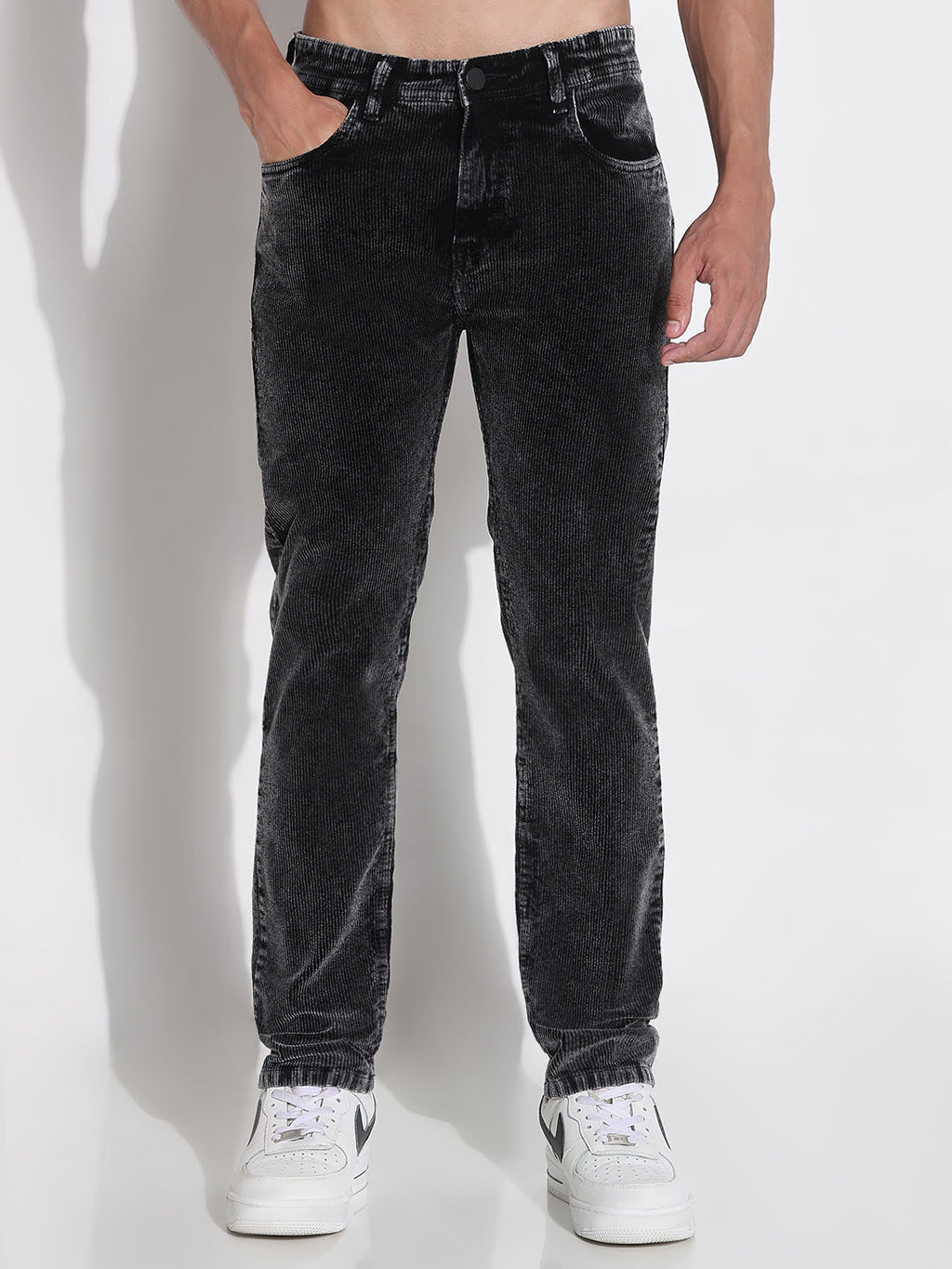 Men's Black Slim Fit Corduroy Jeans