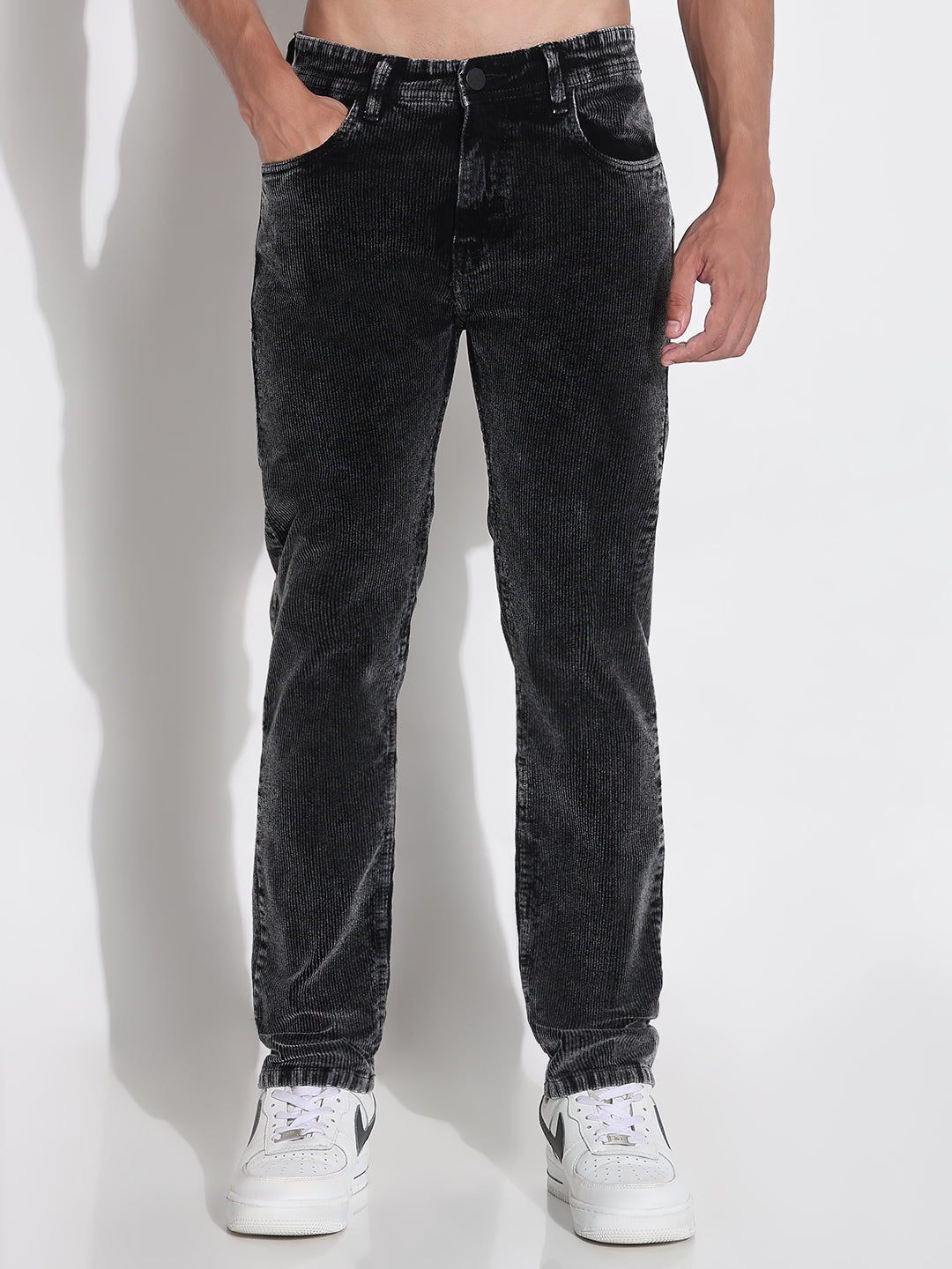 Men's Black Slim Fit Corduroy Jeans