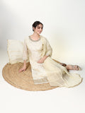 Women's Floral Prints Cream Straight Kurta Set with Dupatta