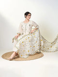 Women's Printed Floral Off White Straight Kurta Set with Dupatta