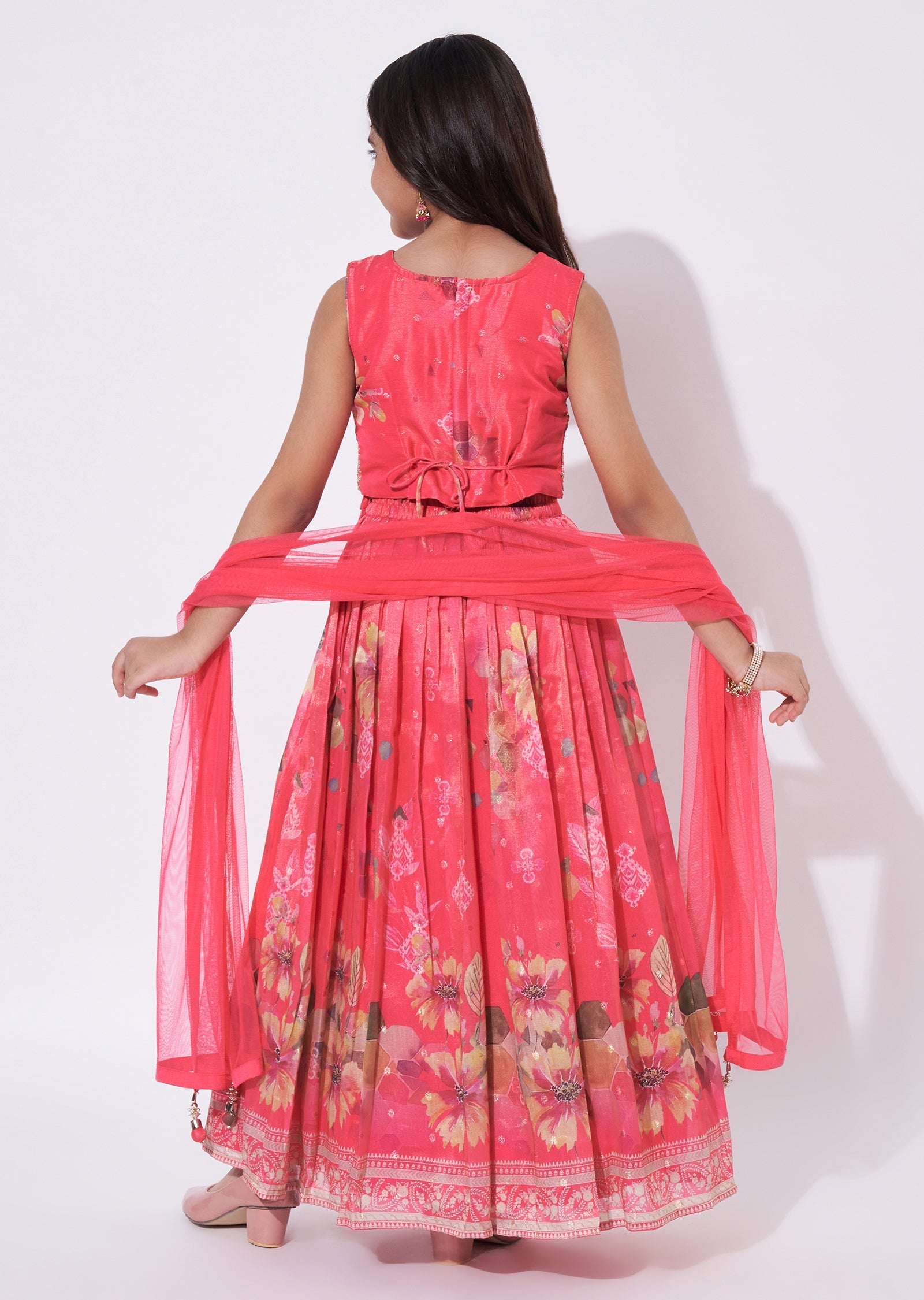 Pink Tissue Lehenga
