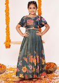 Teal Blue Tissue Ethnic Gown