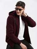 Men's Maroon Rapid-Dry Windcheater Hooded Bomber Jacket