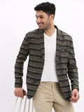 Men's Checked Black Single Breasted Blazer