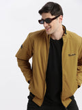 Men's Mustard Stand Collar Rapid-Dry Technology Windcheater Bomber Jacket