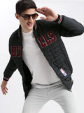 Men's Navy Blue Typography Embroidered Windcheater Bomber Jacket