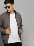 Men's Grey Mock Collar Water Resistant Bomber Jacket