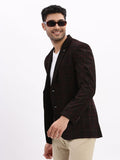 Men's Printed Black Single Breasted Blazer
