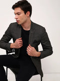 Men's Olive Checked Single Breasted Blazer