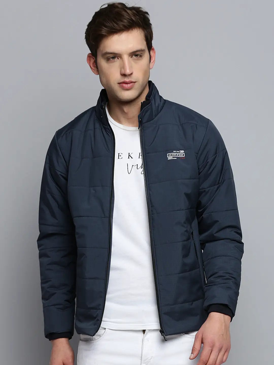 Men's Navy Blue Water Resistant Padded Jacket