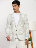 Men's Off White Printed Single Breasted Blazer
