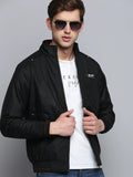 Men's Mock Black Collar Geometric Printed Padded Jacket