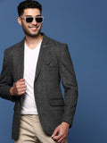 Men's Charcoal Striped Slim Fit Single Breasted Blazer