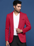 Men's Red Solid Single Breasted Blazer