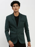 Men's Dark Green Solid Single-Breasted Blazer