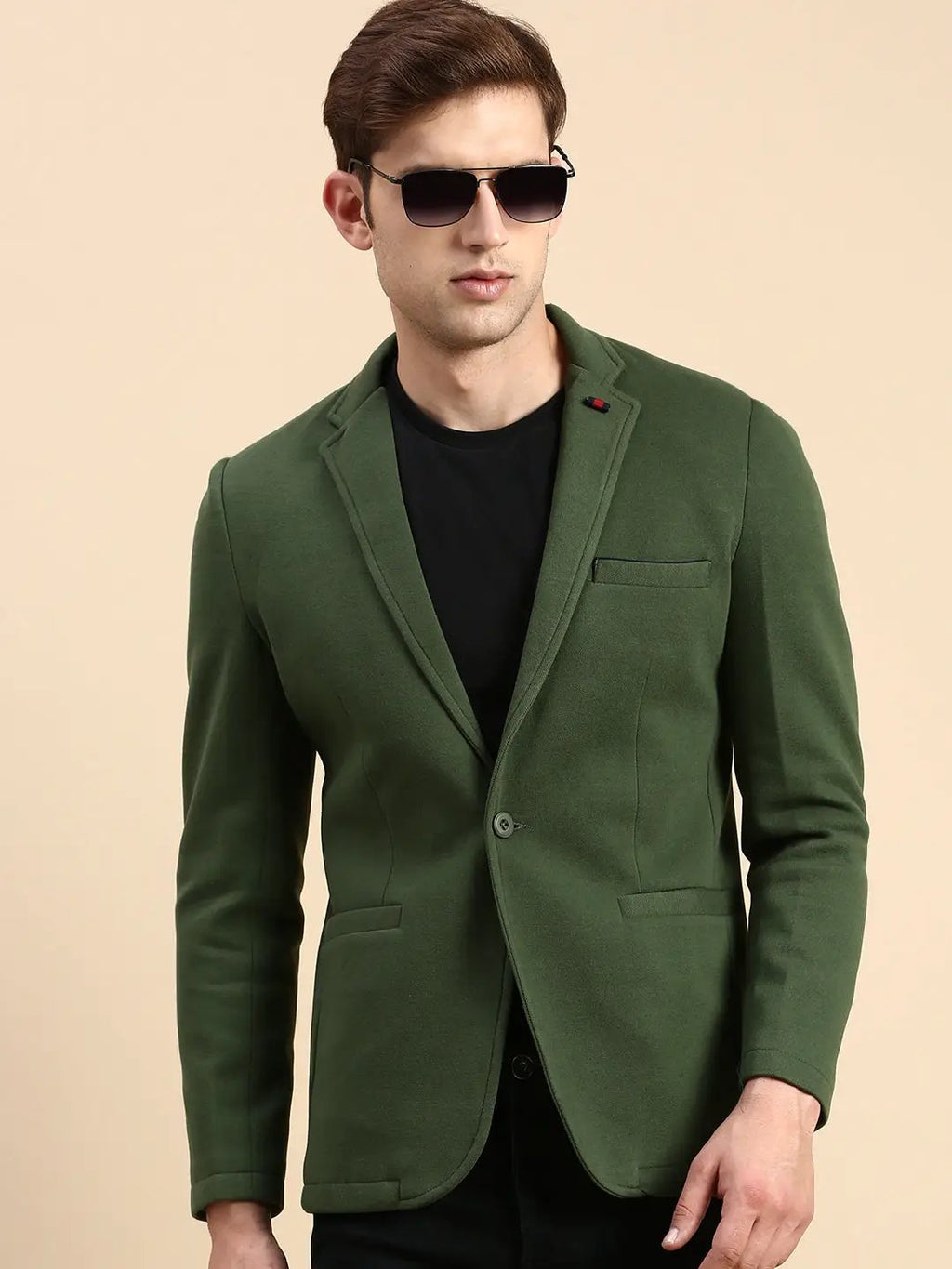 Men's Green Slim-Fit Single Breasted Blazer