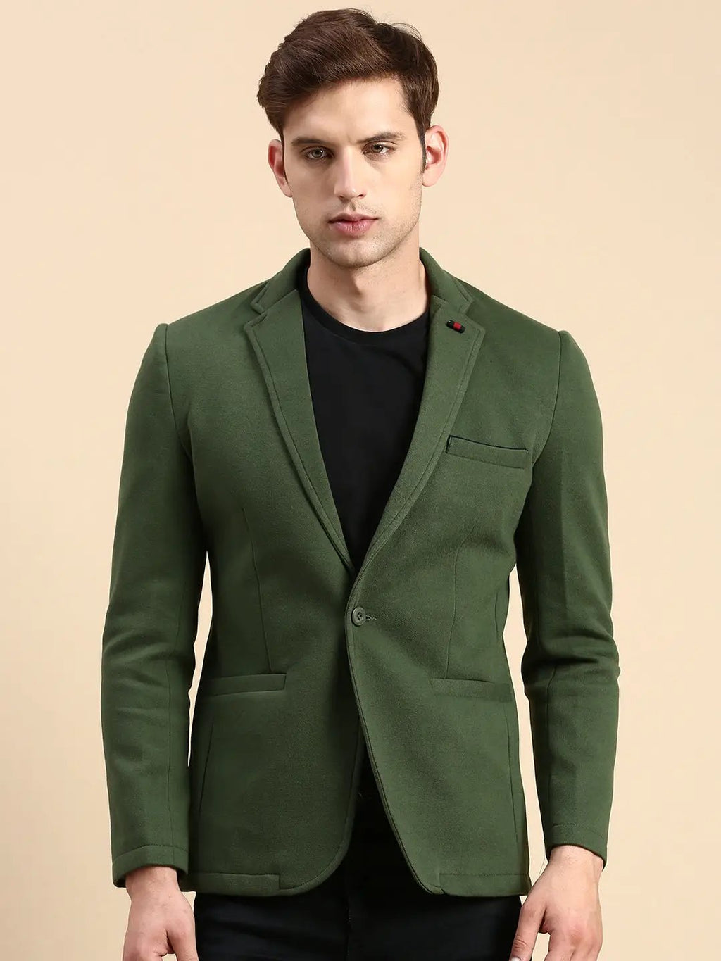 Men's Green Slim-Fit Single Breasted Blazer