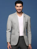 Men's Grey Solid Single Breasted Blazer