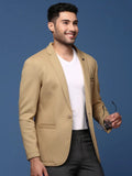 Men's Khaki Slim Fit Single Breasted Casual Blazer