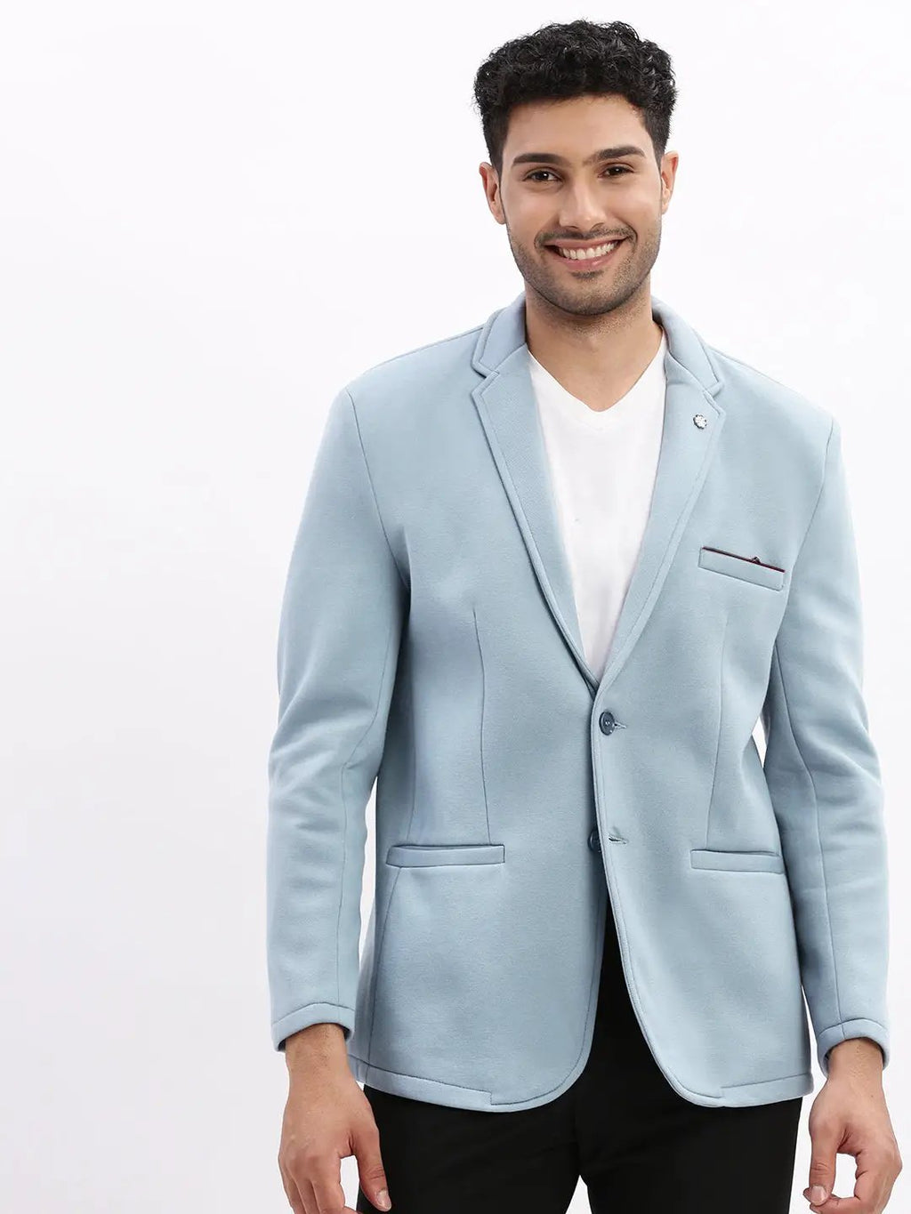 Men's Light Blue Single Breasted Blazer
