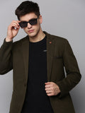 Men's Olive Single-Breasted Casual Blazer