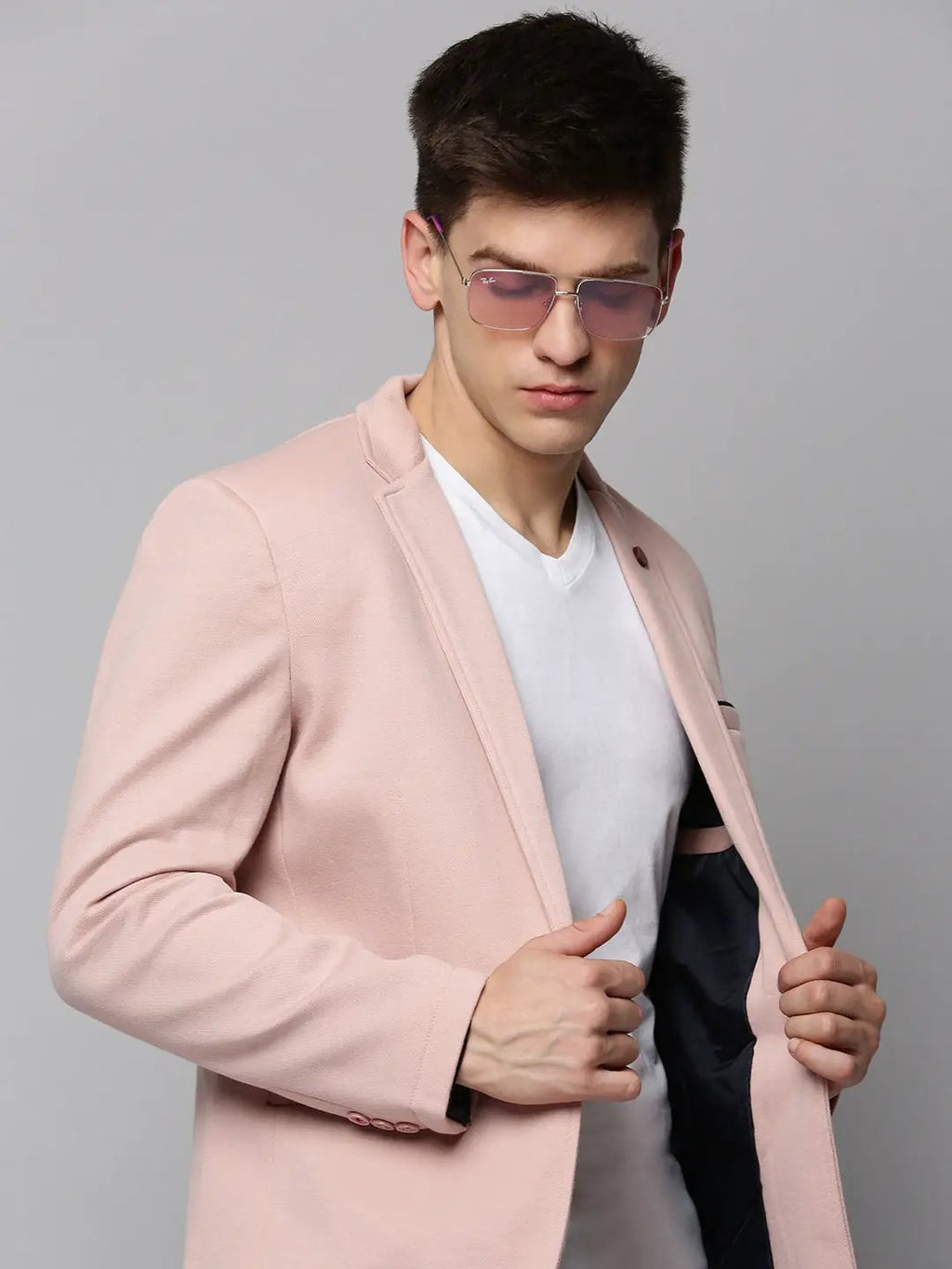 Men's Pink Single-Breasted Blazers
