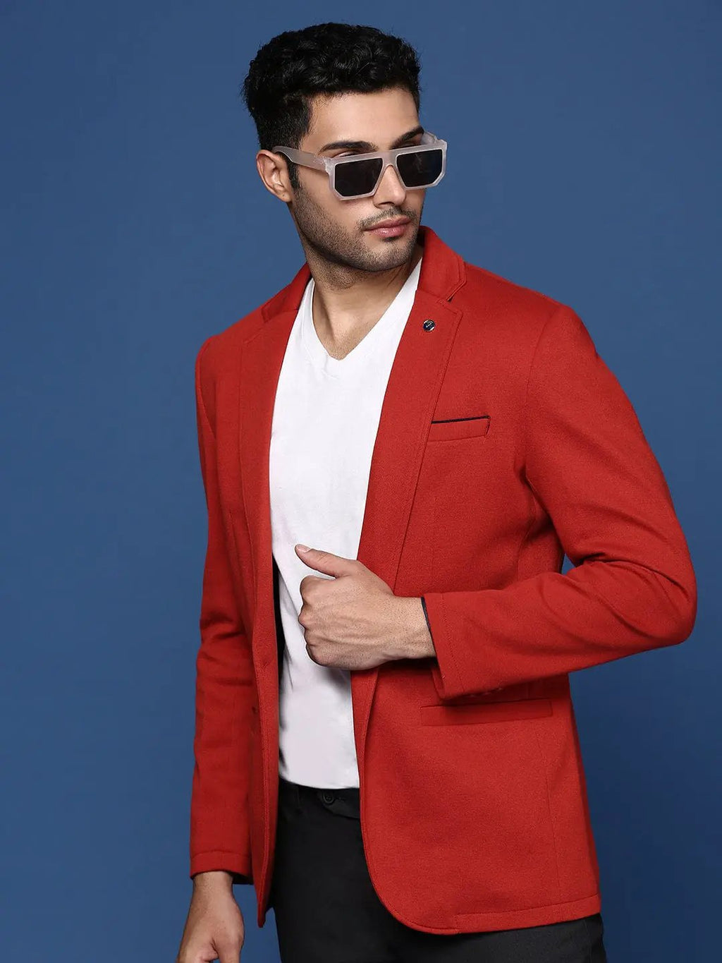 Men's Red Slim Fit Single Breasted Blazer