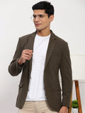 Men's Olive Solid Single Breasted Blazer