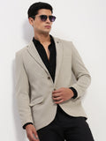 Men's Cream Solid Single Breasted Blazer