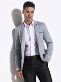 Men's Grey Slim Fit Lapel Collar Single Breasted Blazer