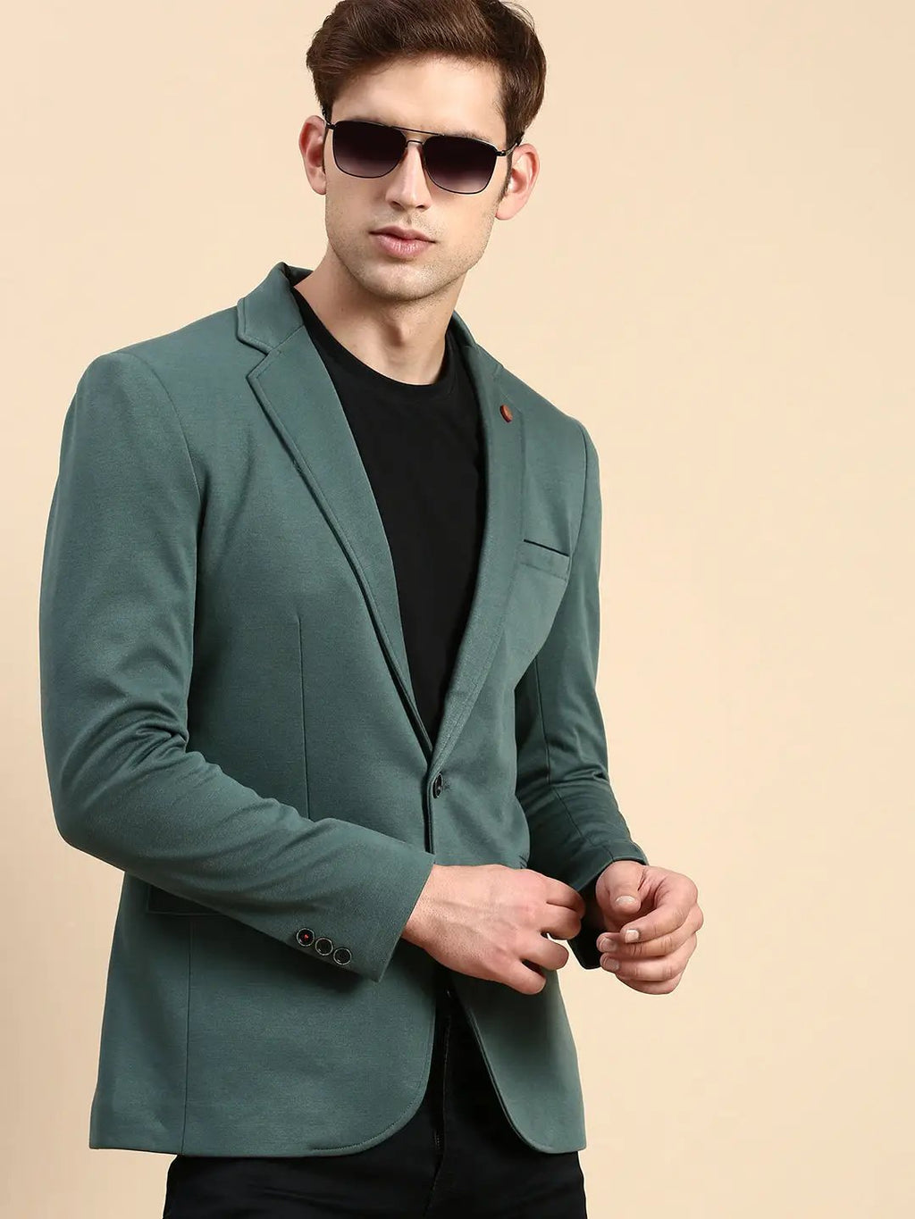 Men's Green Slim-Fit Single Breasted Blazer