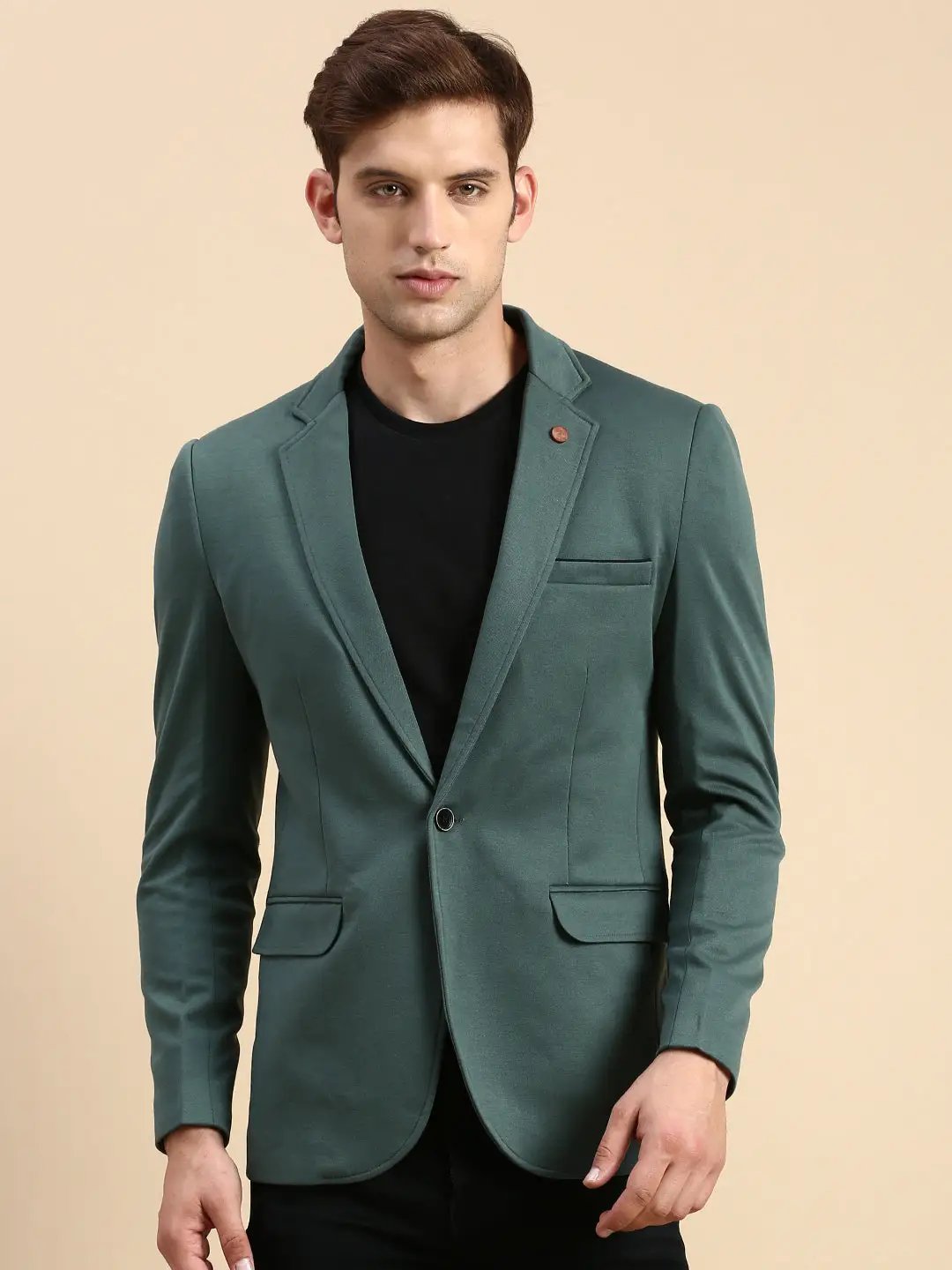 Men's Green Slim-Fit Single Breasted Blazer