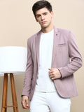 Men's Mauve Notched Lapel Slim-Fit Single Breasted Blazer